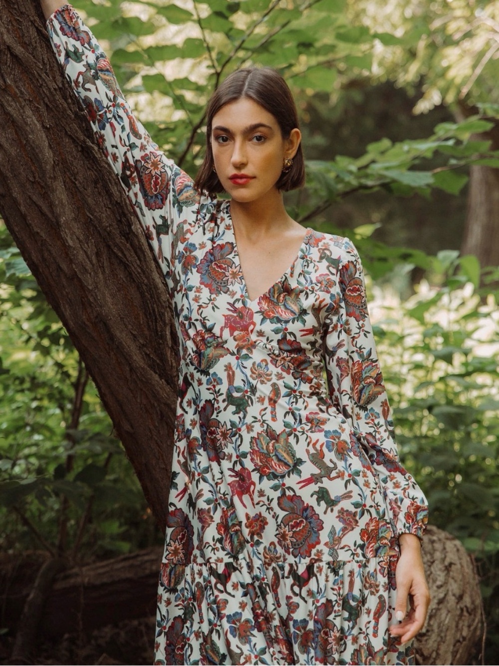 SMITH & QUINN Long Full Sleeve Midi Dress in Woodland Flora—perfect for fall